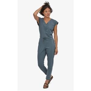 Patagonia Slate-Blue V-Neck Utility Jumpsuit